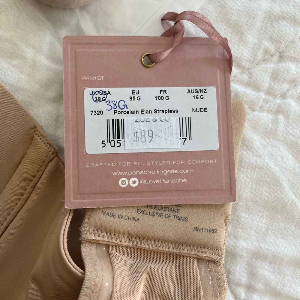 NWT Panache Strapless Bra Size 38G